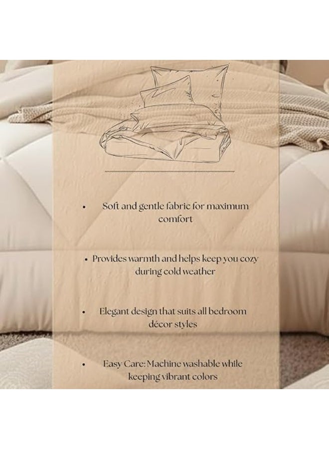 Luxury Turkish Fiber Comforter 400 Density | Soft and Durable Fabric Gives You Warmth and Comfort All Night | Winter and Summer Comforter for All Seasons | Elegant Grey Design | (beige, 180 * 220cm) - Image 2